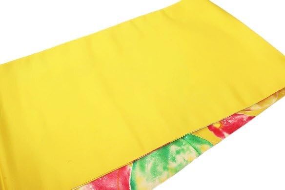 未使用品 洒落袋帯 袋帯 塩瀬 蝶 黄色 イエロー 長さ4m24cm お洒落 洒落袋帯 袋帯 塩瀬 蝶 黄色 イエロー 長さ4m24cm 正絹 仕立て